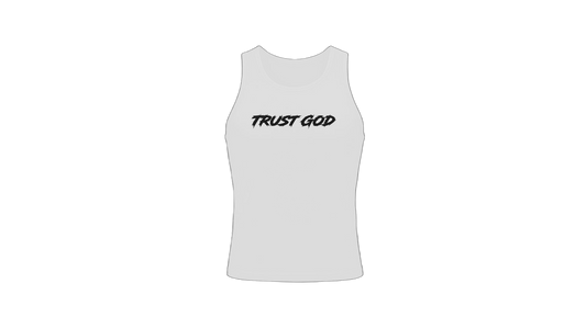 “Trust God” Compression Tank Top (White)