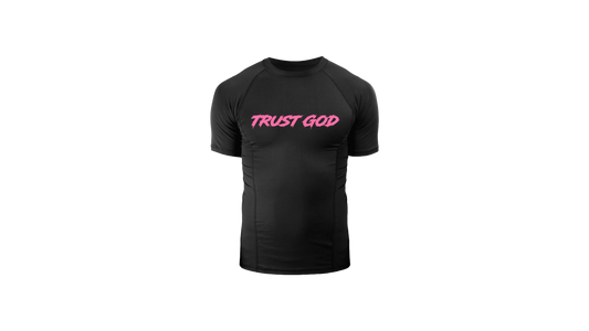 "Trust God" Compression Shirt (Black x Pink)