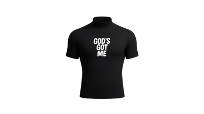 “GOD’S GOT ME” TURTLE NECK COMPRESSION SHIRT (BLACK)