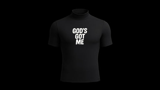 “GOD’S GOT ME” TURTLE NECK COMPRESSION SHIRT (BLACK)