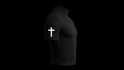 “GOD’S GOT ME” TURTLE NECK COMPRESSION SHIRT (BLACK)