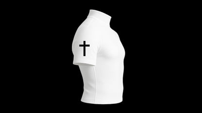 “GOD’S GOT ME” TURTLE NECK COMPRESSION SHIRT (WHITE)