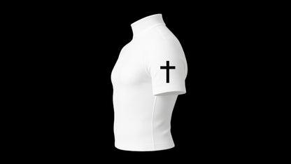 “GOD’S GOT ME” TURTLE NECK COMPRESSION SHIRT (WHITE)